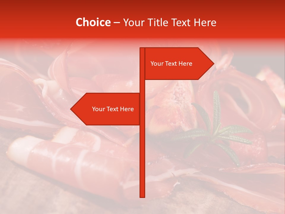A Plate Of Meat With A Leaf On Top Of It PowerPoint Template
