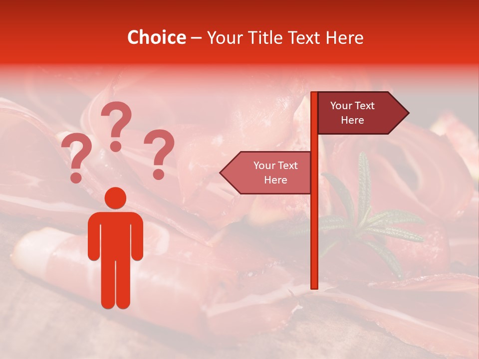 A Plate Of Meat With A Leaf On Top Of It PowerPoint Template