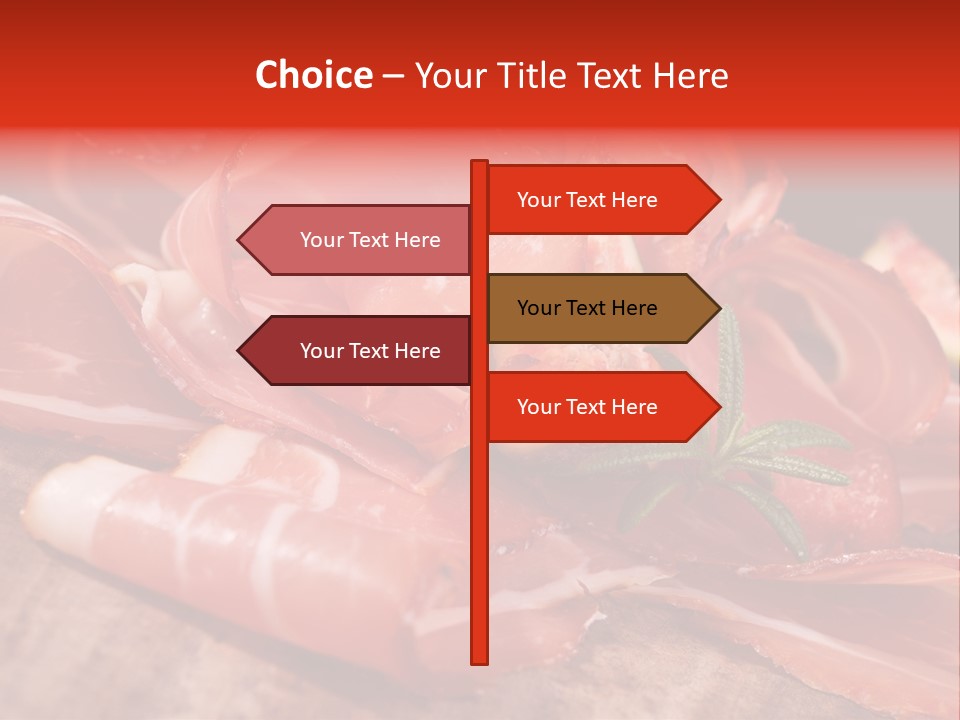 A Plate Of Meat With A Leaf On Top Of It PowerPoint Template