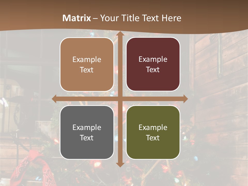 A Christmas Tree With Lights On It In Front Of A Window PowerPoint Template