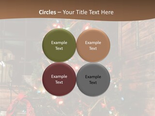 A Christmas Tree With Lights On It In Front Of A Window PowerPoint Template