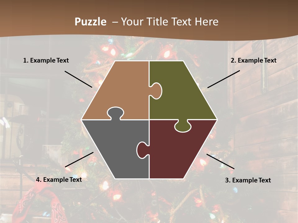 A Christmas Tree With Lights On It In Front Of A Window PowerPoint Template