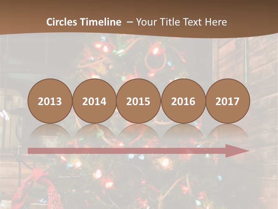 A Christmas Tree With Lights On It In Front Of A Window PowerPoint Template