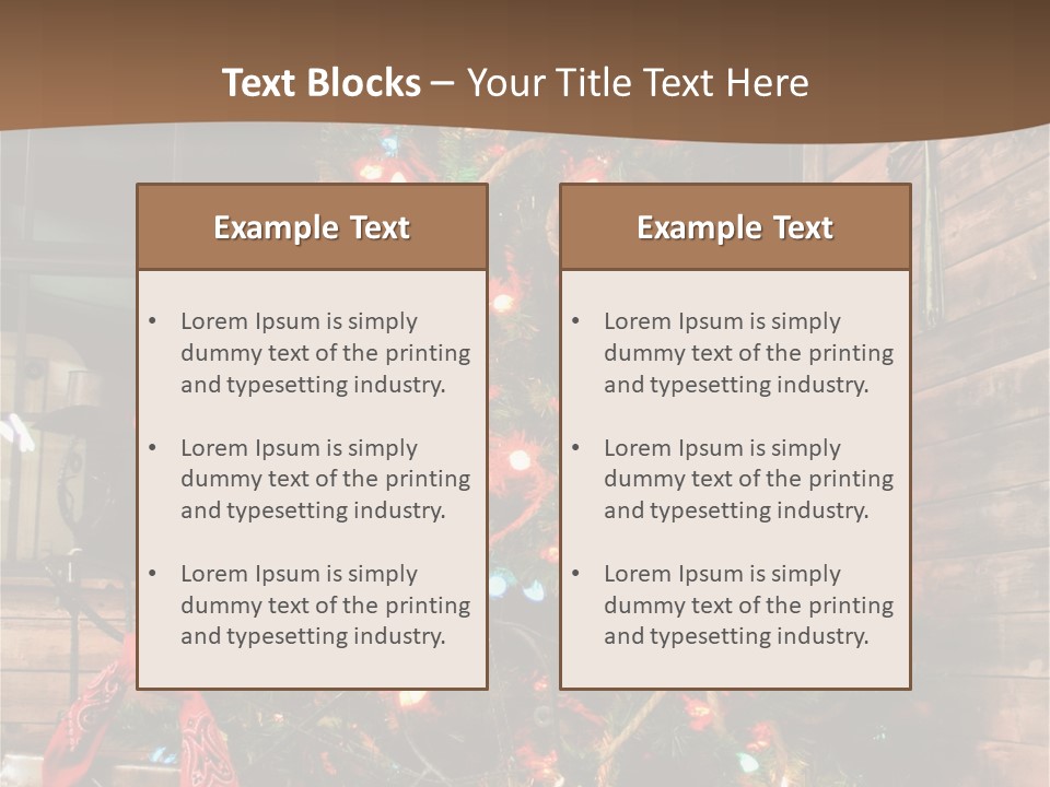 A Christmas Tree With Lights On It In Front Of A Window PowerPoint Template