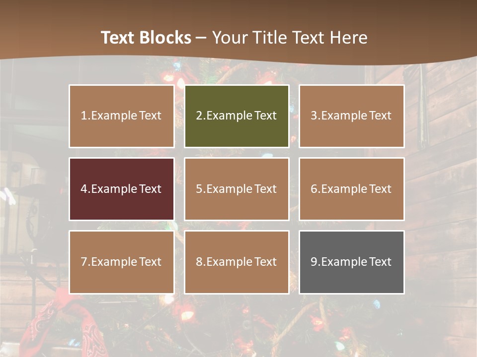 A Christmas Tree With Lights On It In Front Of A Window PowerPoint Template