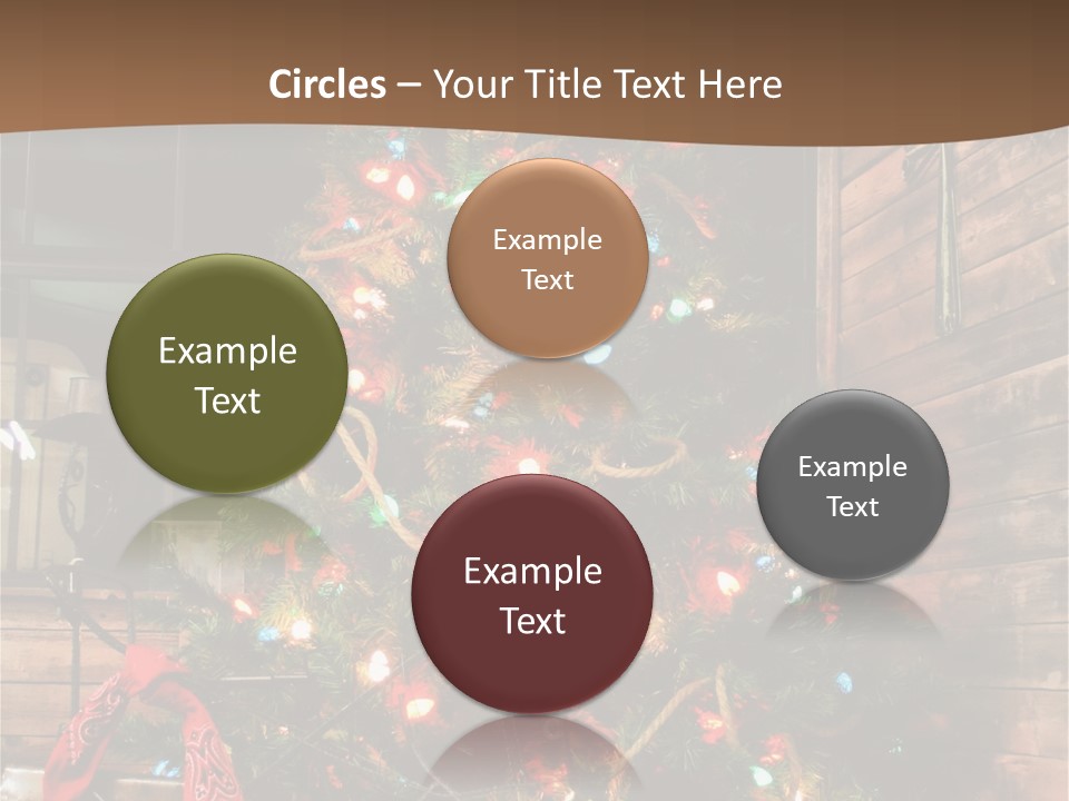 A Christmas Tree With Lights On It In Front Of A Window PowerPoint Template