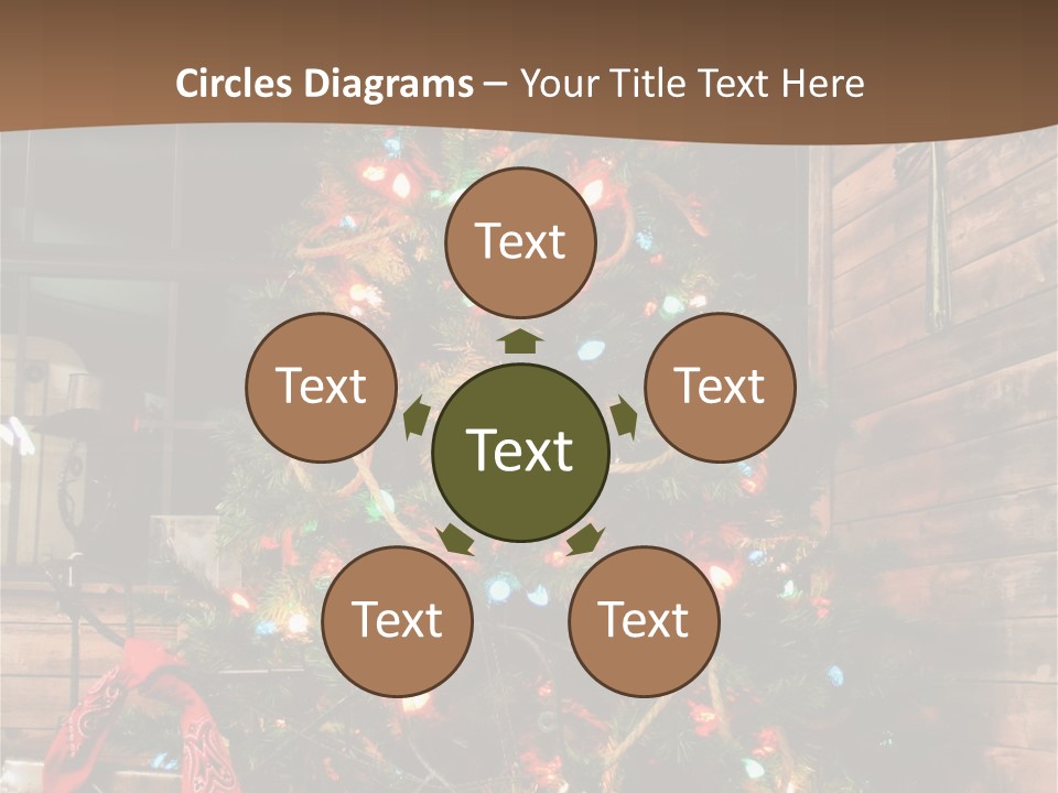 A Christmas Tree With Lights On It In Front Of A Window PowerPoint Template