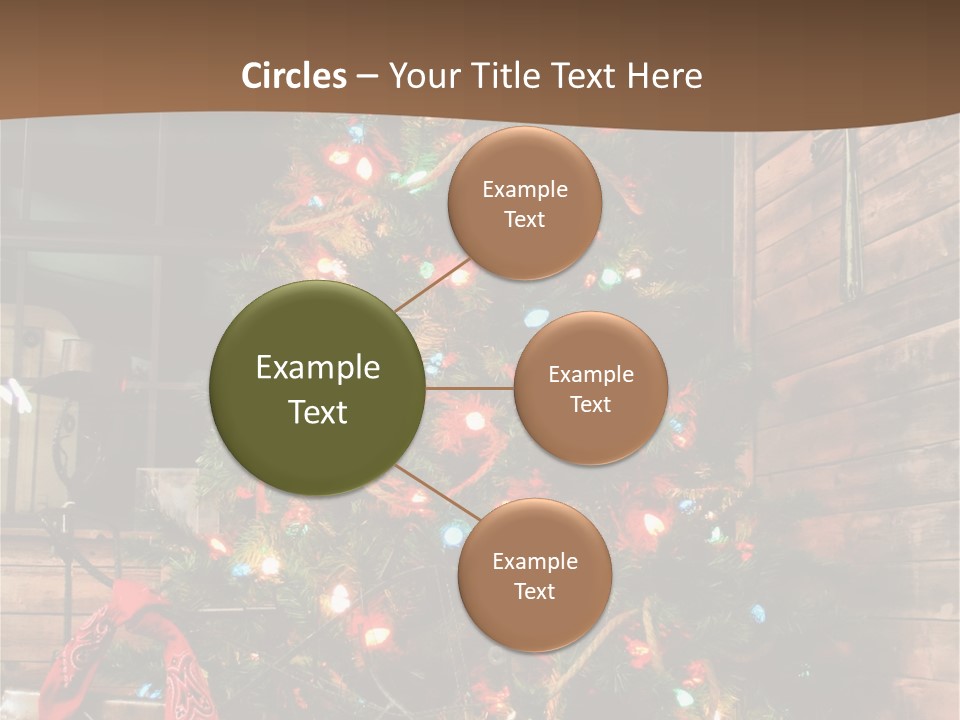 A Christmas Tree With Lights On It In Front Of A Window PowerPoint Template