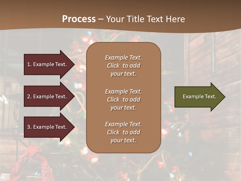 A Christmas Tree With Lights On It In Front Of A Window PowerPoint Template