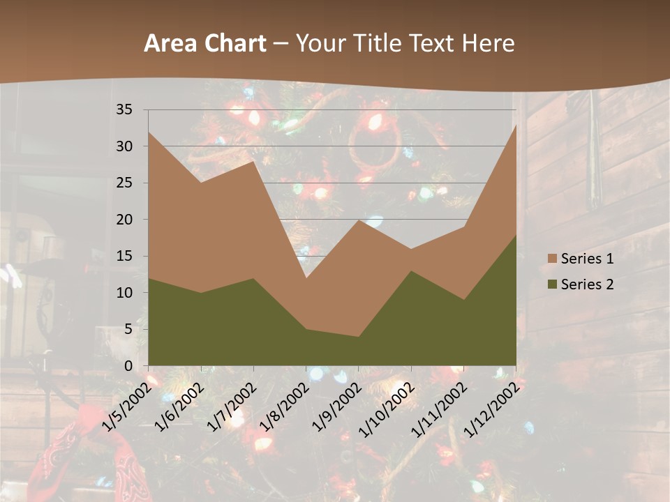 A Christmas Tree With Lights On It In Front Of A Window PowerPoint Template