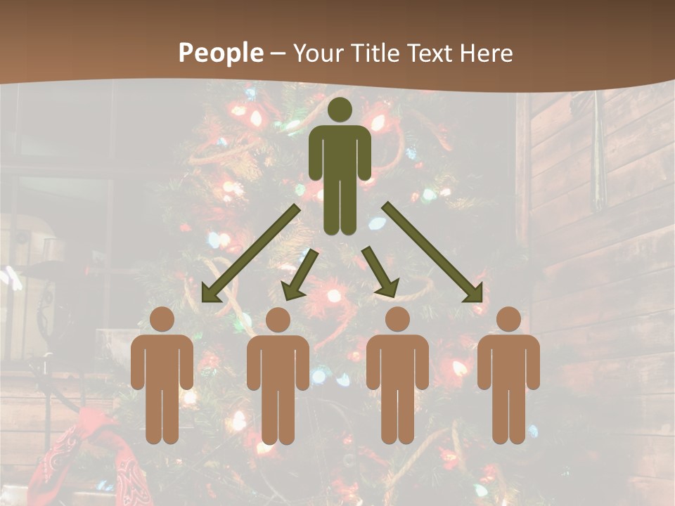 A Christmas Tree With Lights On It In Front Of A Window PowerPoint Template