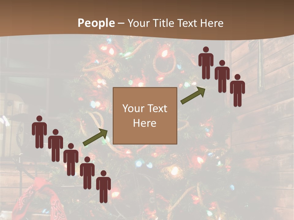A Christmas Tree With Lights On It In Front Of A Window PowerPoint Template