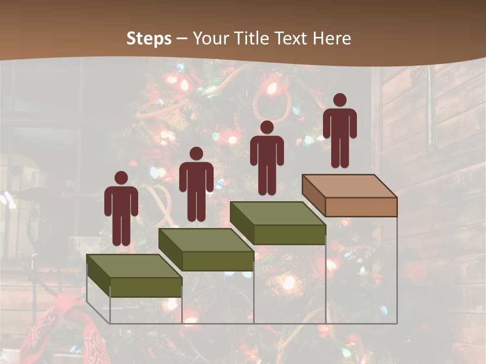 A Christmas Tree With Lights On It In Front Of A Window PowerPoint Template