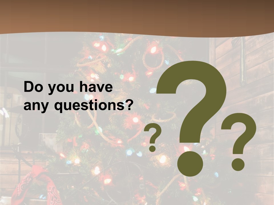 A Christmas Tree With Lights On It In Front Of A Window PowerPoint Template