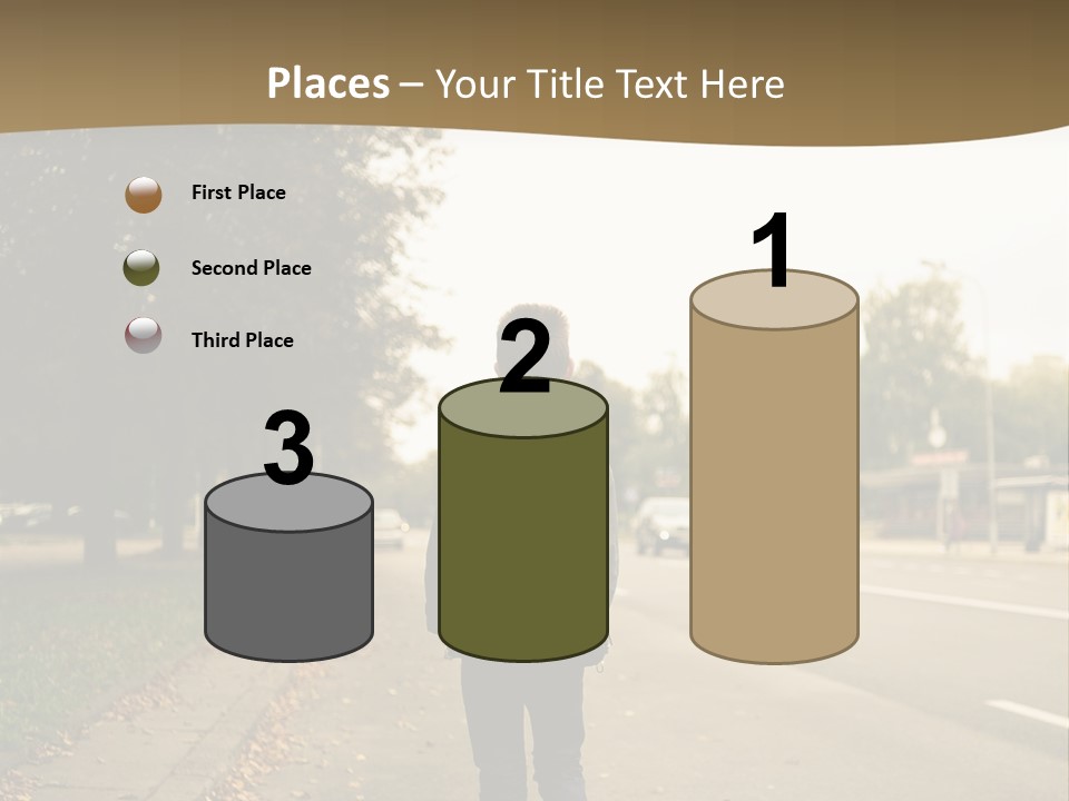 A Person Walking Down A Street With A Backpack PowerPoint Template