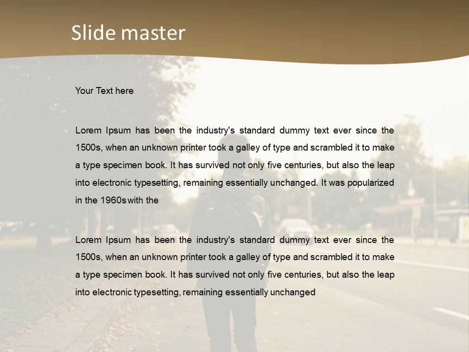 A Person Walking Down A Street With A Backpack PowerPoint Template