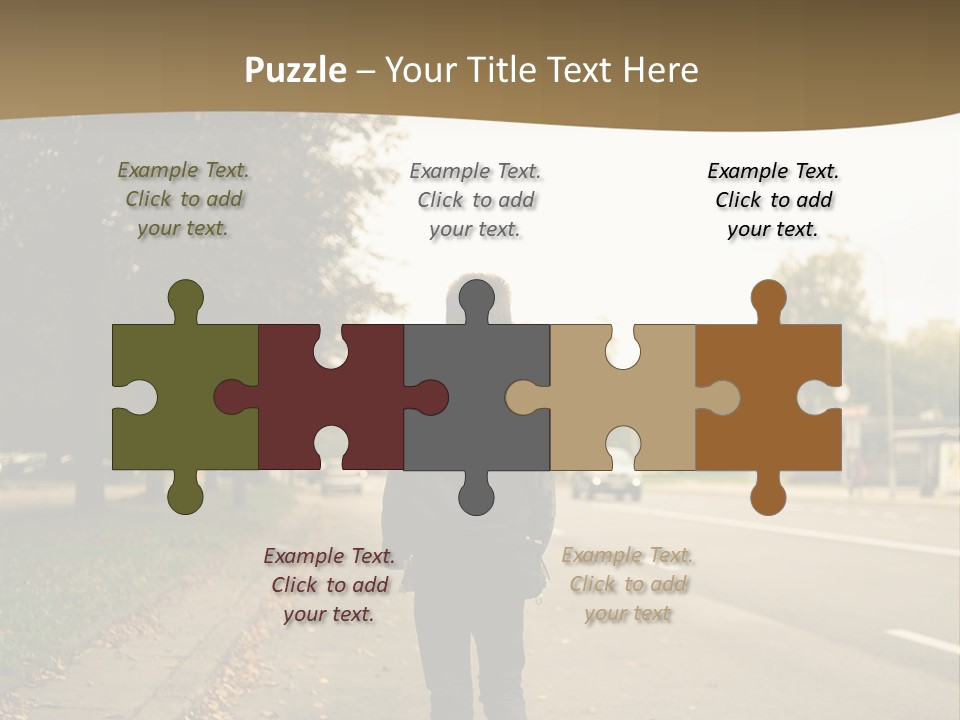 A Person Walking Down A Street With A Backpack PowerPoint Template