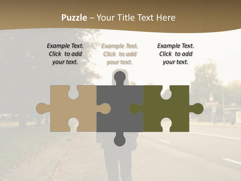 A Person Walking Down A Street With A Backpack PowerPoint Template