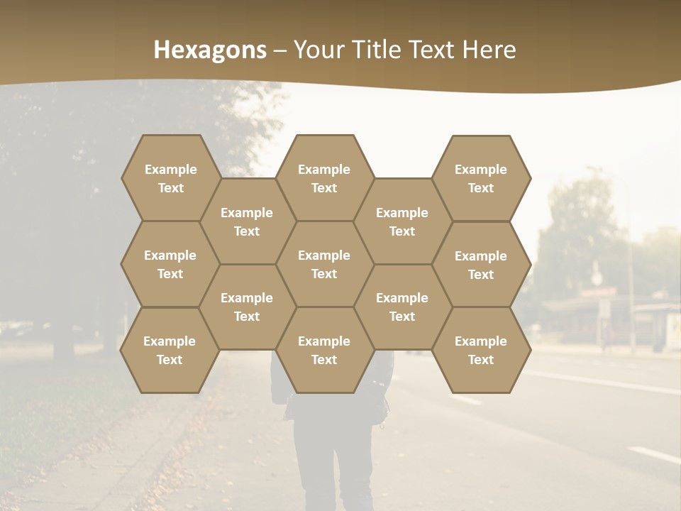 A Person Walking Down A Street With A Backpack PowerPoint Template