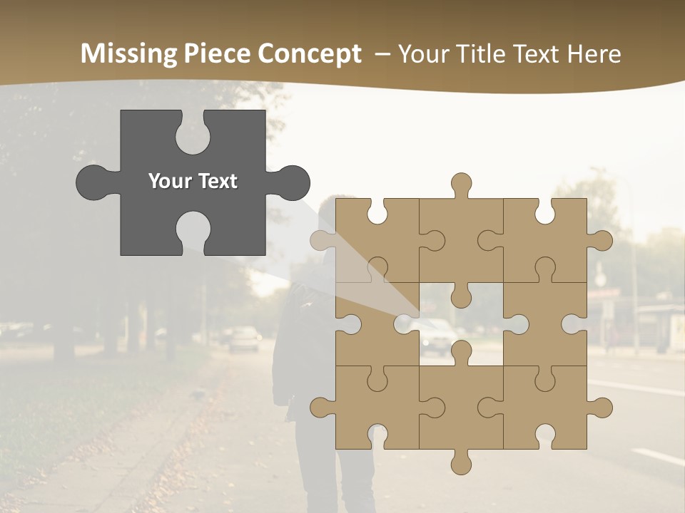 A Person Walking Down A Street With A Backpack PowerPoint Template