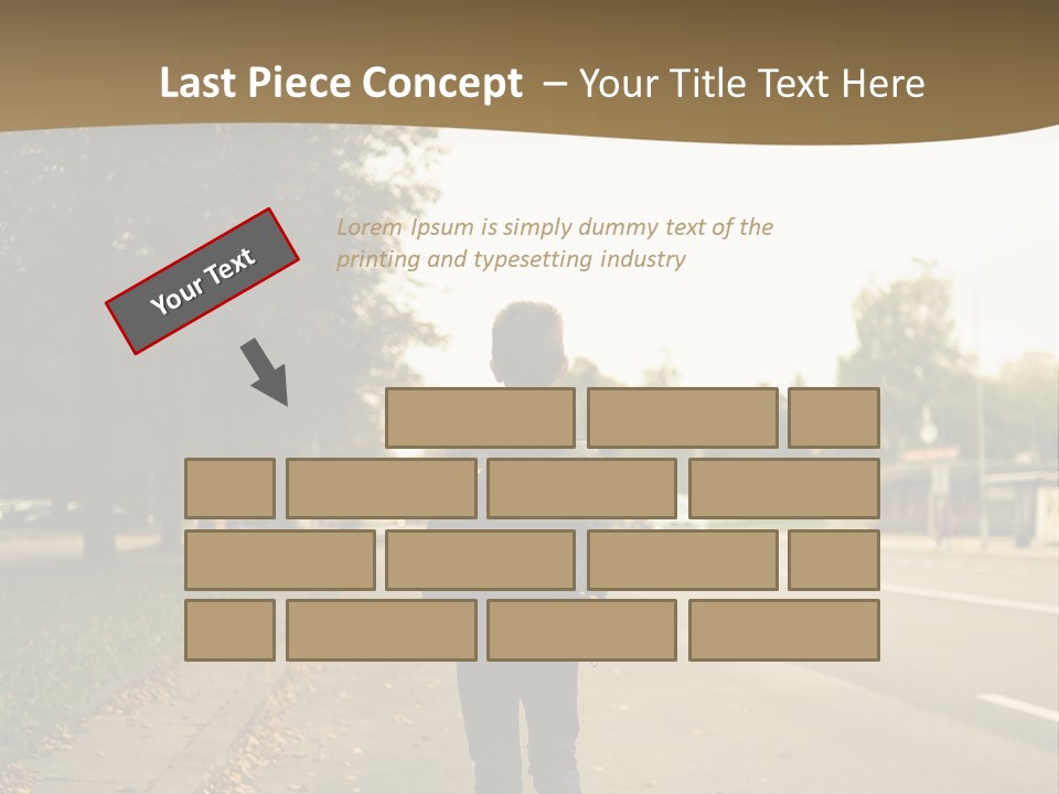 A Person Walking Down A Street With A Backpack PowerPoint Template