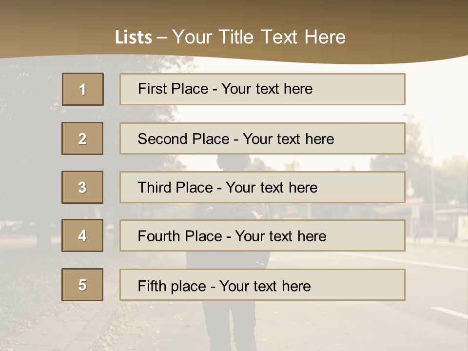 A Person Walking Down A Street With A Backpack PowerPoint Template