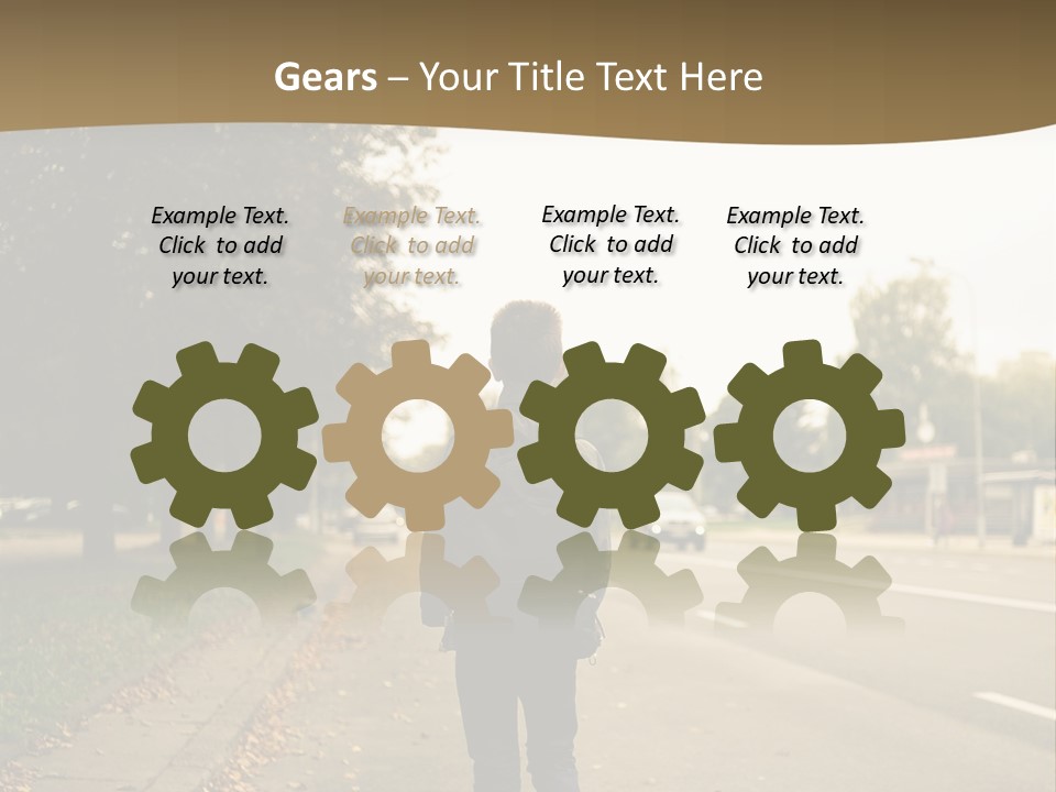 A Person Walking Down A Street With A Backpack PowerPoint Template