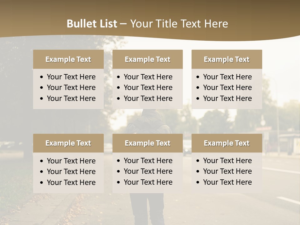 A Person Walking Down A Street With A Backpack PowerPoint Template