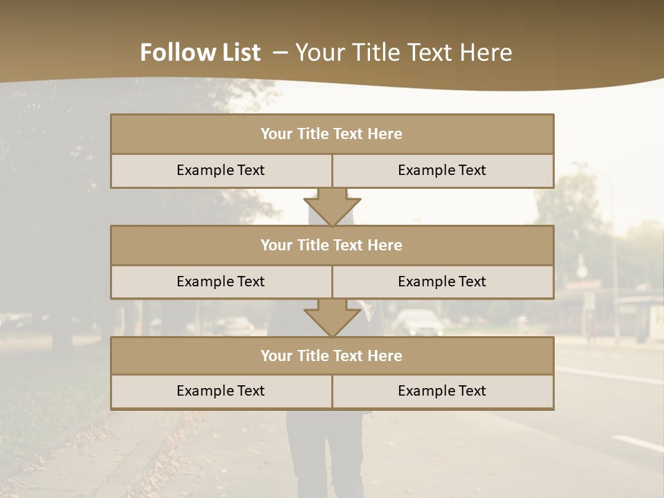 A Person Walking Down A Street With A Backpack PowerPoint Template