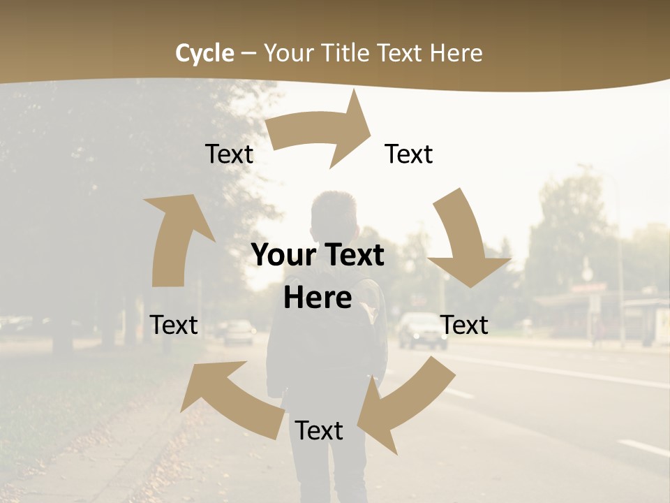 A Person Walking Down A Street With A Backpack PowerPoint Template