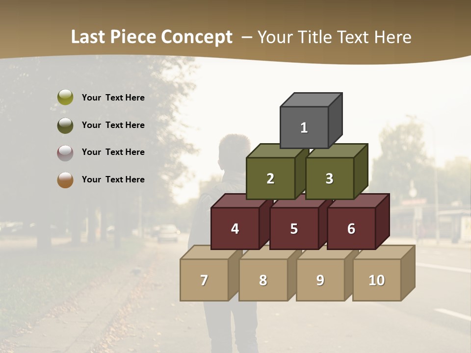 A Person Walking Down A Street With A Backpack PowerPoint Template