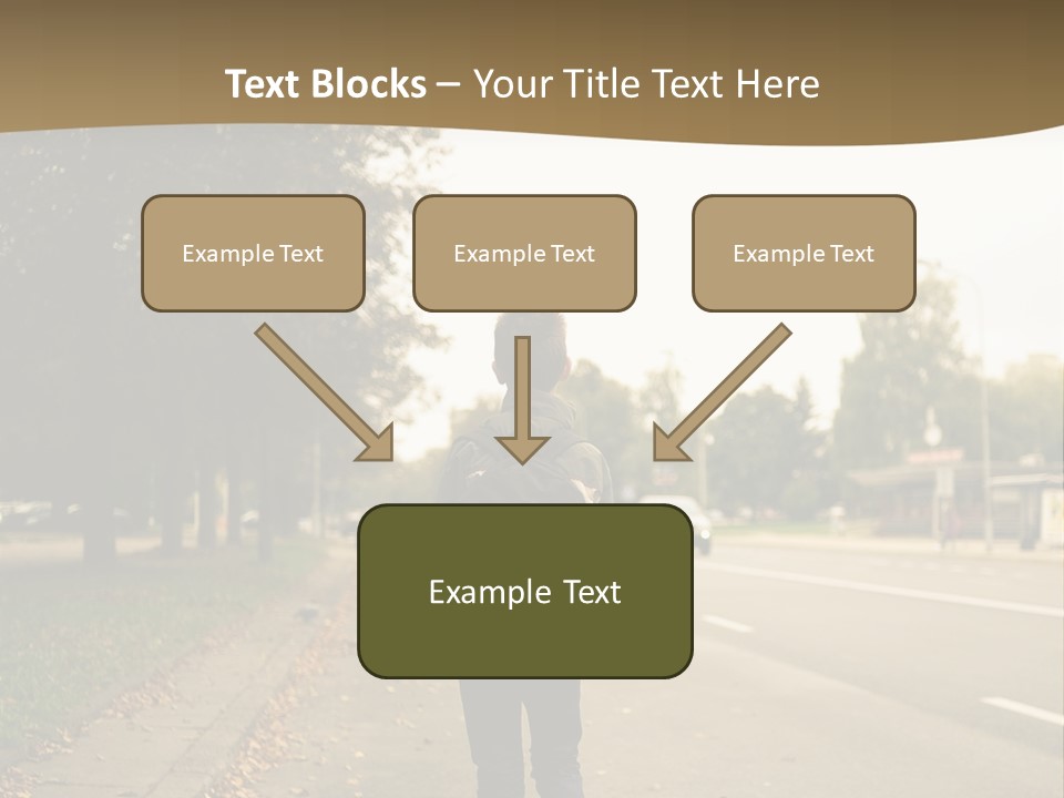 A Person Walking Down A Street With A Backpack PowerPoint Template