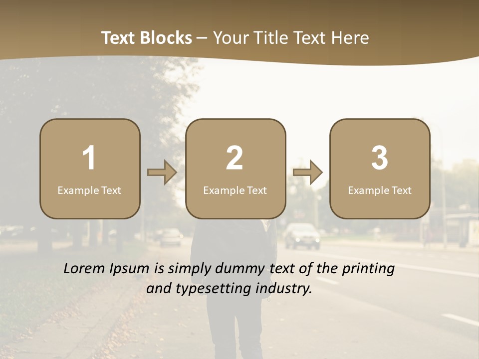 A Person Walking Down A Street With A Backpack PowerPoint Template