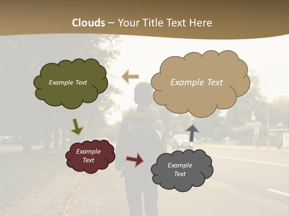 A Person Walking Down A Street With A Backpack PowerPoint Template