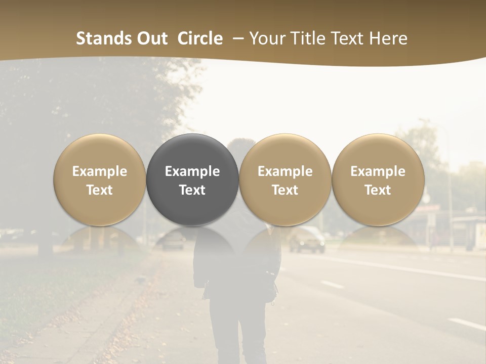 A Person Walking Down A Street With A Backpack PowerPoint Template