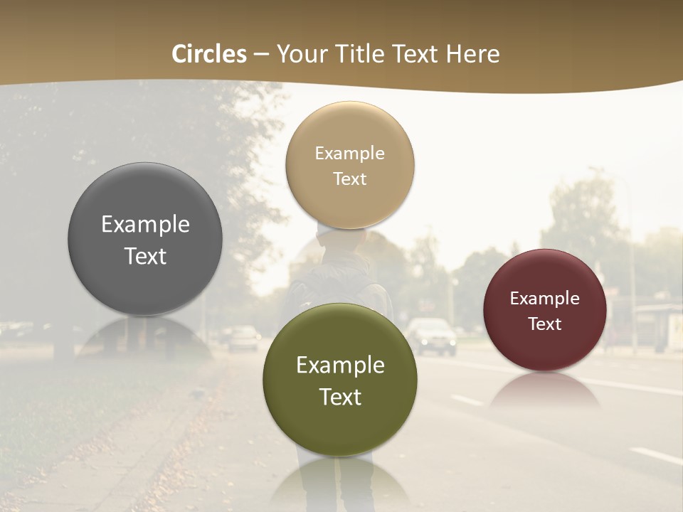 A Person Walking Down A Street With A Backpack PowerPoint Template