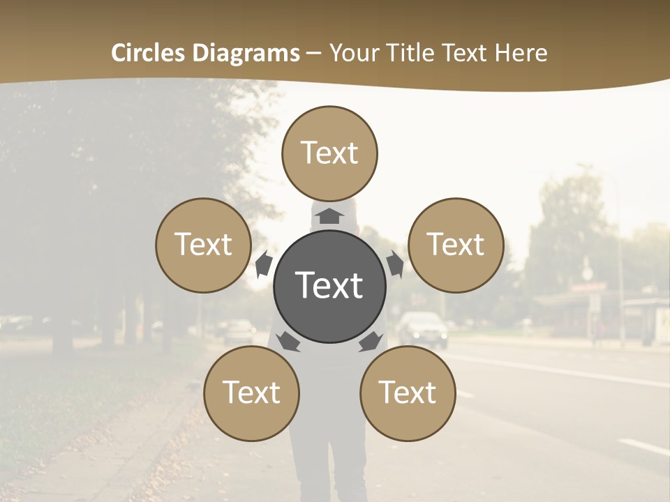 A Person Walking Down A Street With A Backpack PowerPoint Template