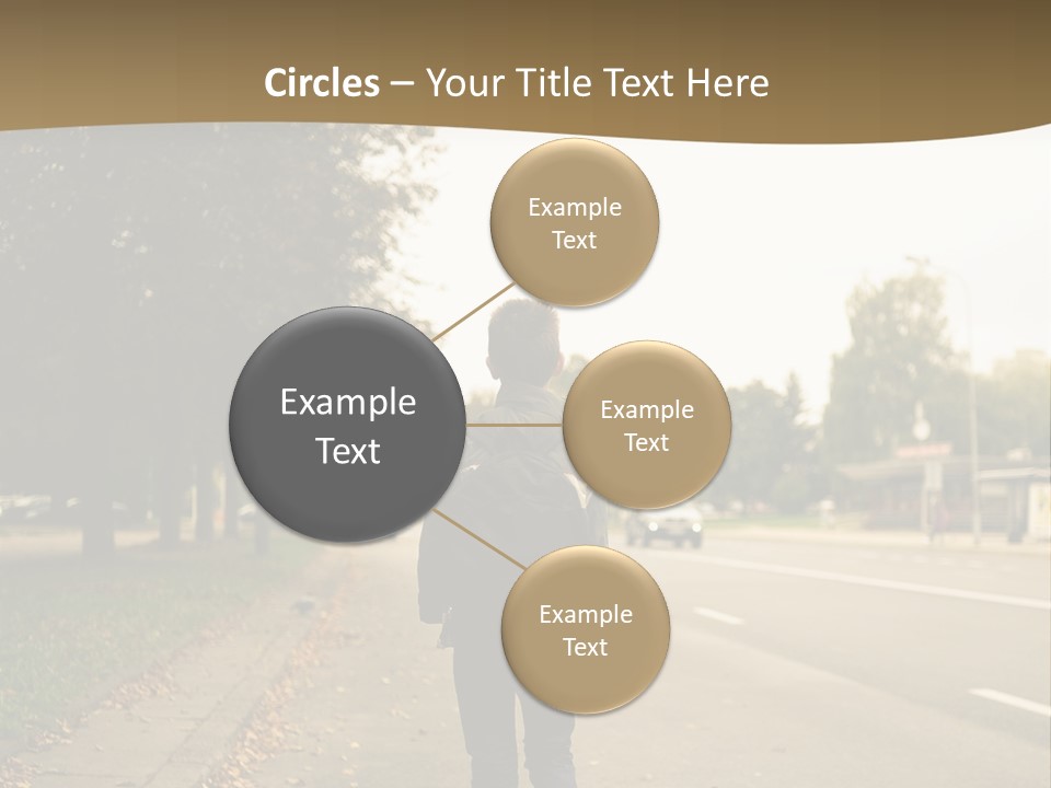 A Person Walking Down A Street With A Backpack PowerPoint Template