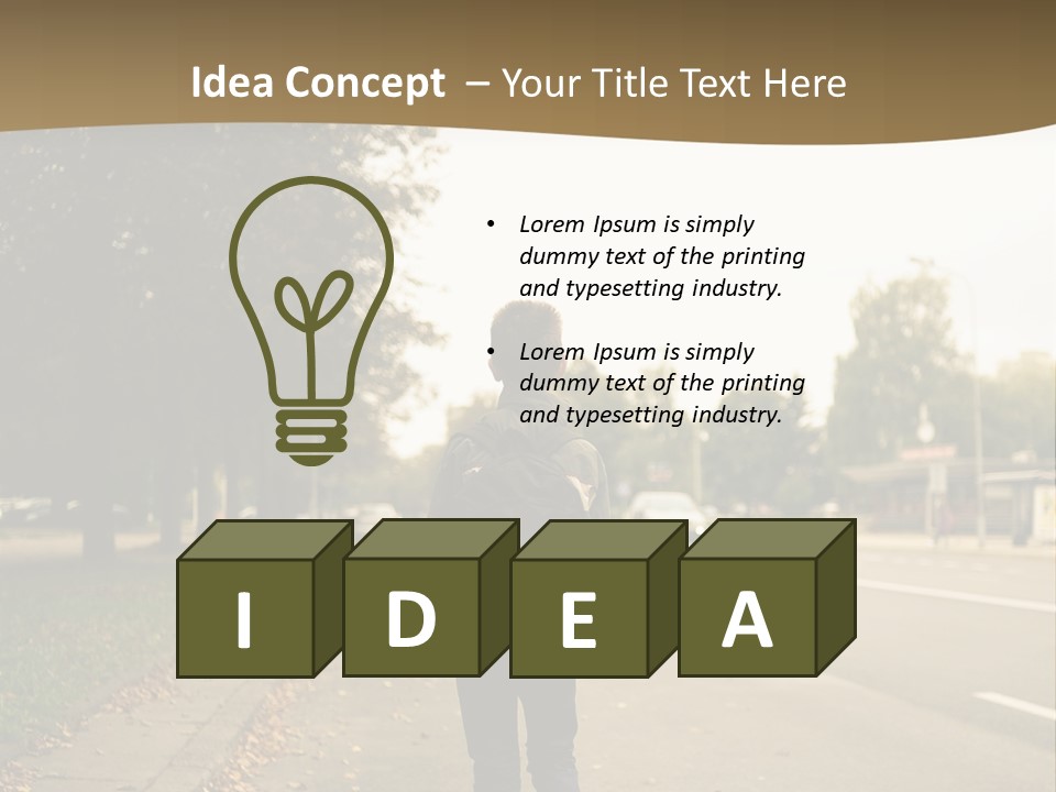 A Person Walking Down A Street With A Backpack PowerPoint Template