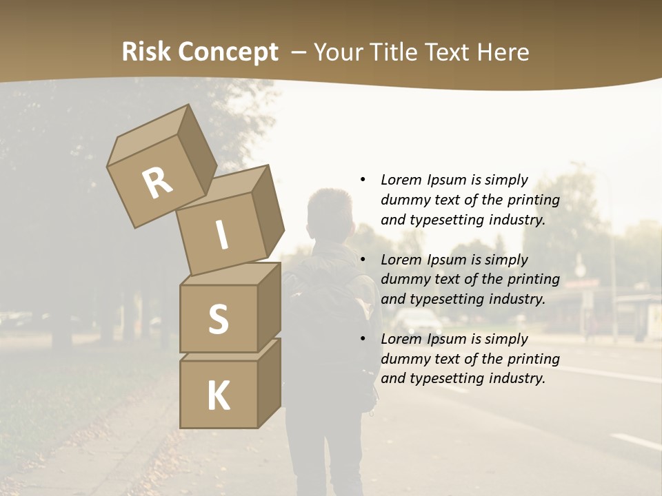 A Person Walking Down A Street With A Backpack PowerPoint Template