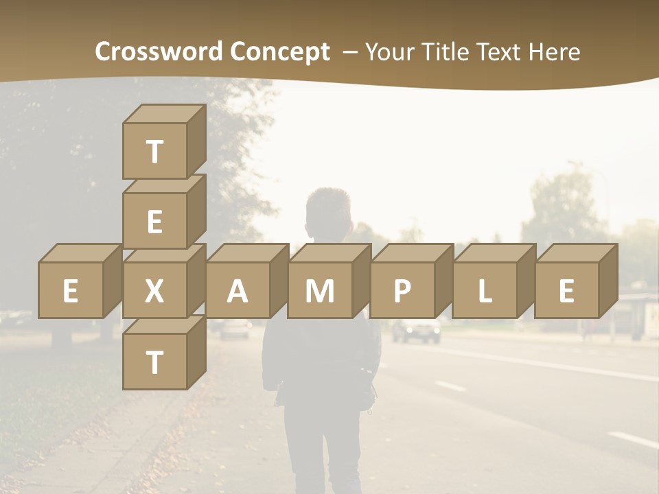 A Person Walking Down A Street With A Backpack PowerPoint Template