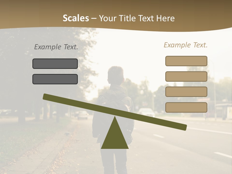 A Person Walking Down A Street With A Backpack PowerPoint Template