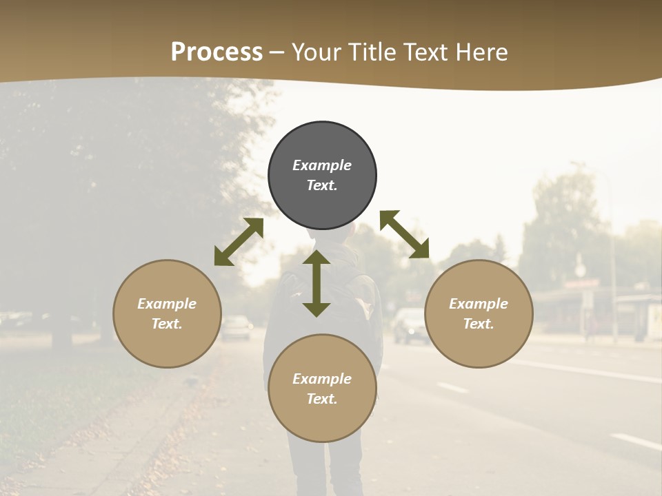 A Person Walking Down A Street With A Backpack PowerPoint Template