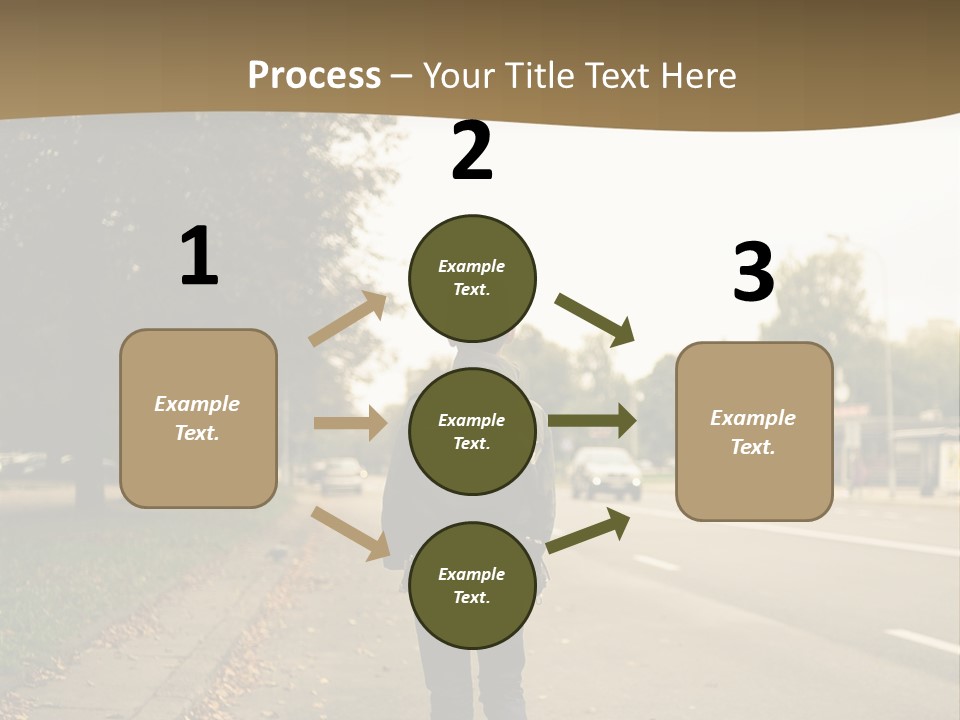 A Person Walking Down A Street With A Backpack PowerPoint Template