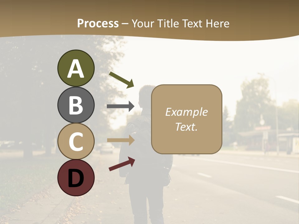 A Person Walking Down A Street With A Backpack PowerPoint Template