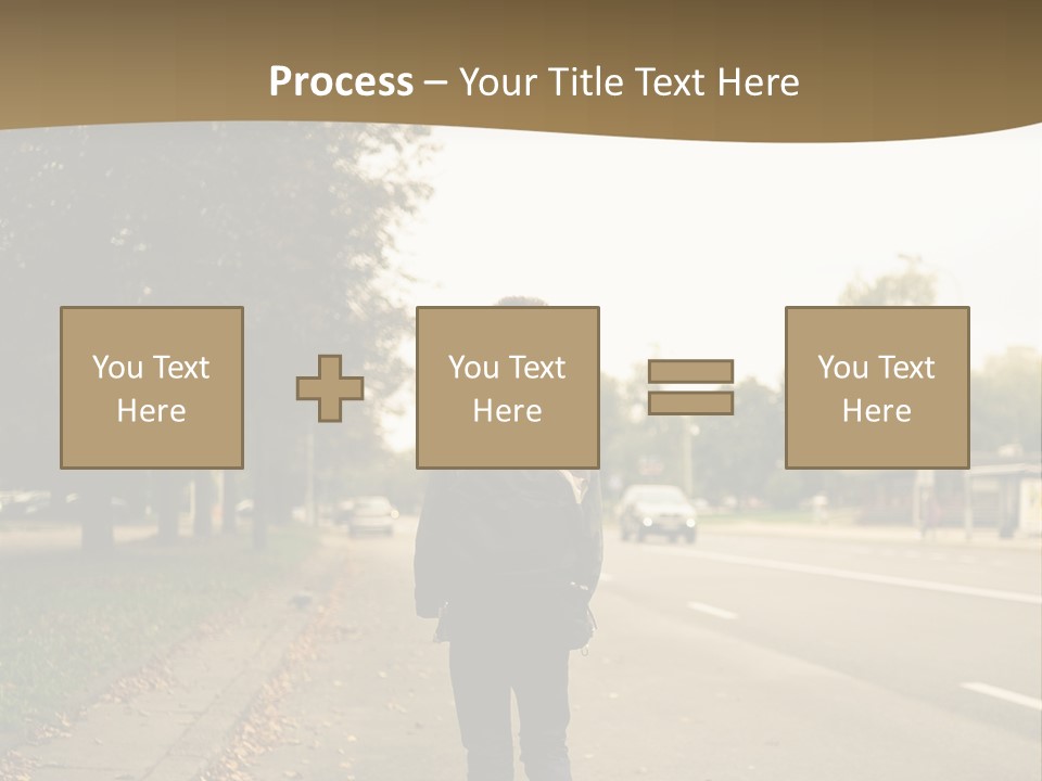 A Person Walking Down A Street With A Backpack PowerPoint Template