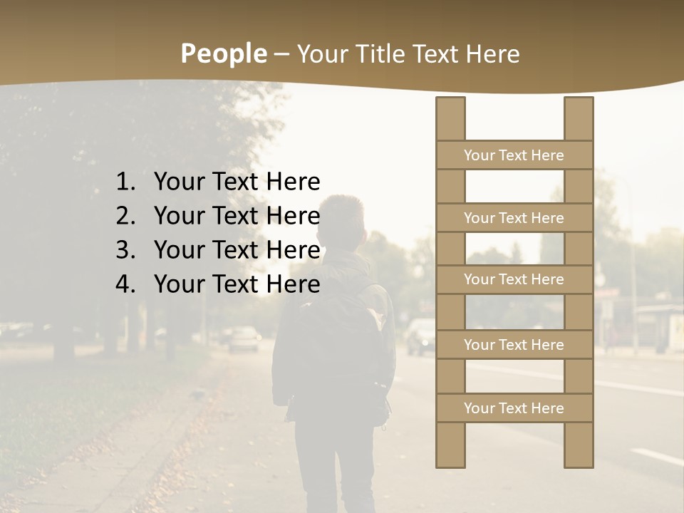 A Person Walking Down A Street With A Backpack PowerPoint Template