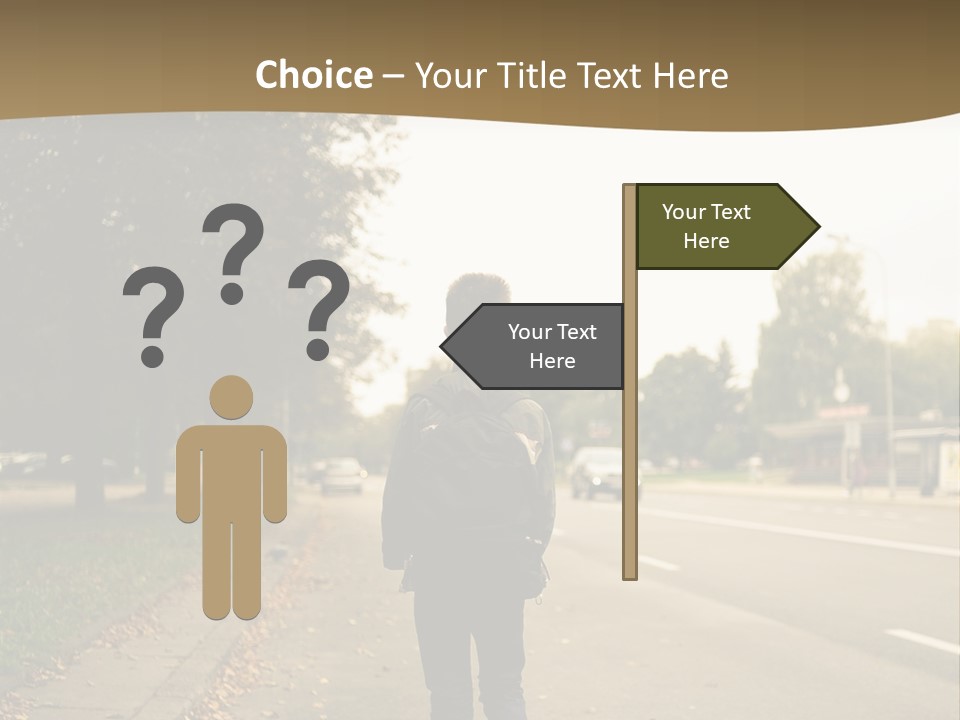 A Person Walking Down A Street With A Backpack PowerPoint Template