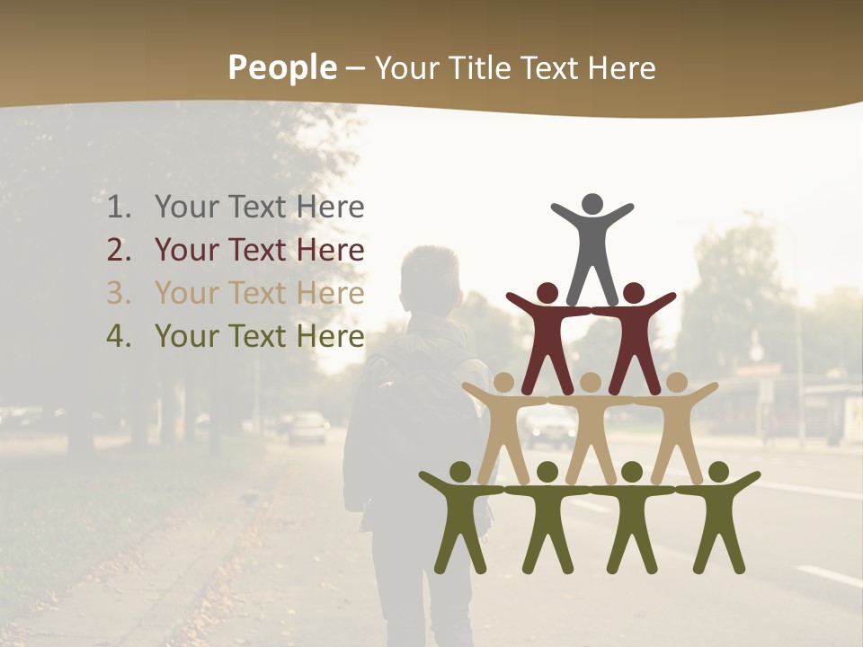 A Person Walking Down A Street With A Backpack PowerPoint Template