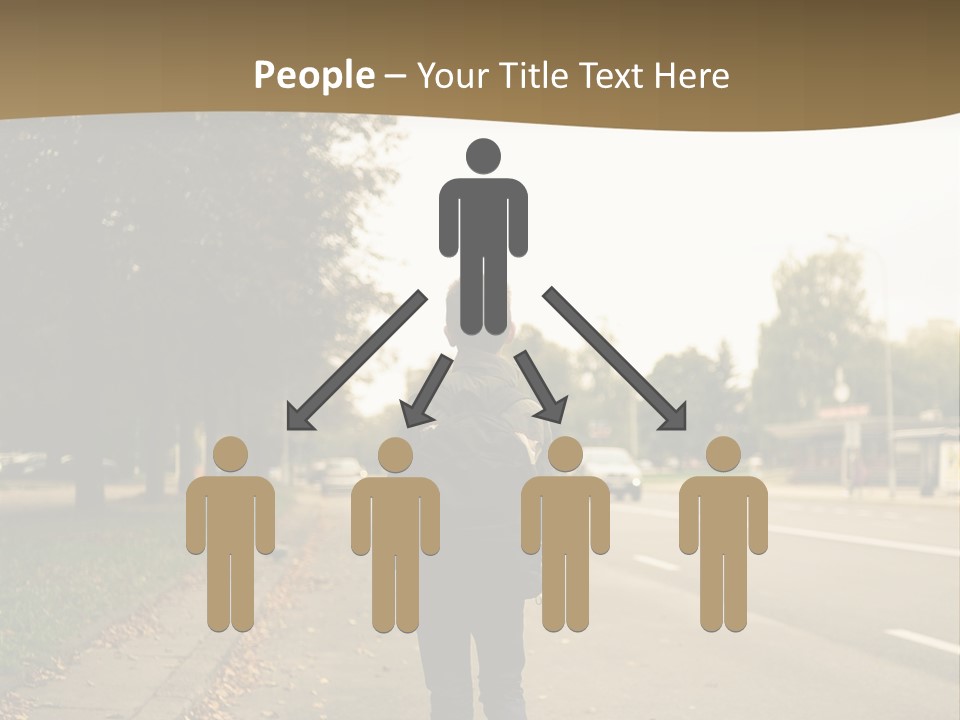 A Person Walking Down A Street With A Backpack PowerPoint Template